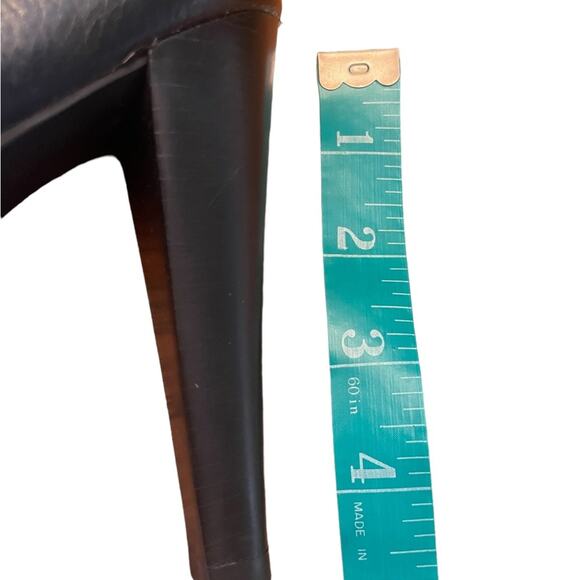 Fergie black leather peep toe bootie heels size 6.5 - Picture 11 of 12